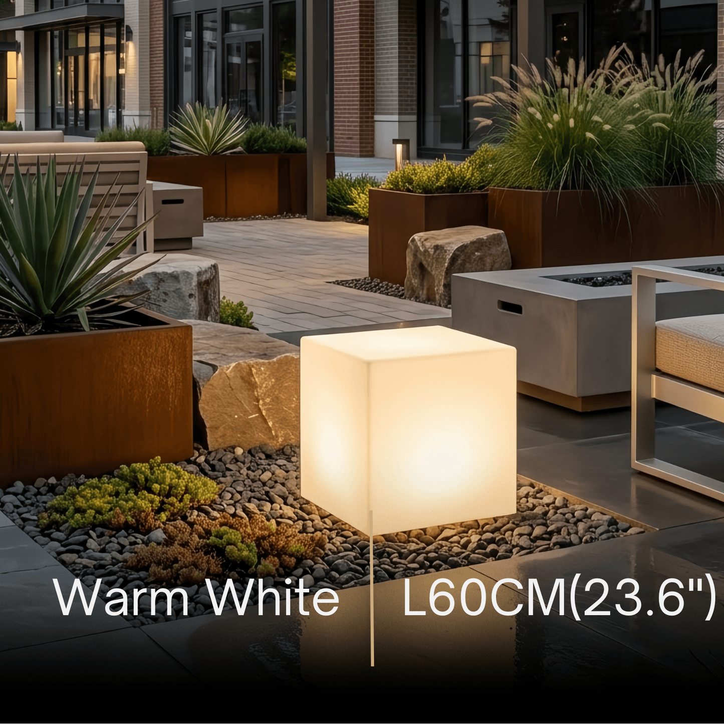Arcato Modern Outdoor Floor Lamp - White Acrylic Square Design for Garden