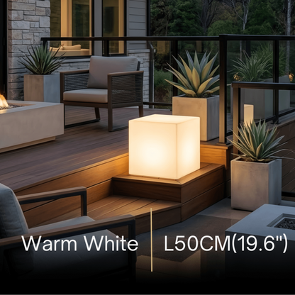 Arcato Modern Outdoor Floor Lamp - White Acrylic Square Design for Garden