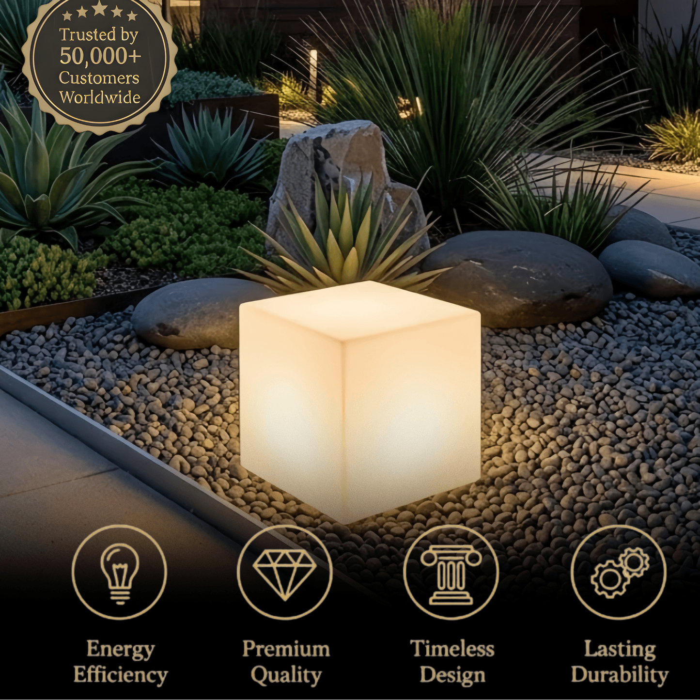 Arcato Modern Outdoor Floor Lamp - White Acrylic Square Design for Garden