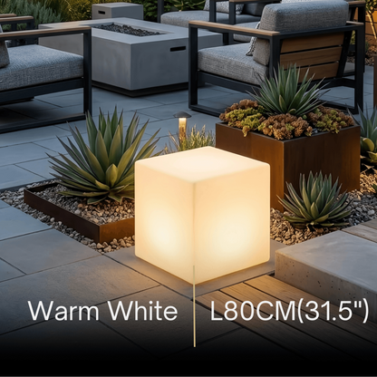 Arcato Modern Outdoor Floor Lamp - White Acrylic Square Design for Garden