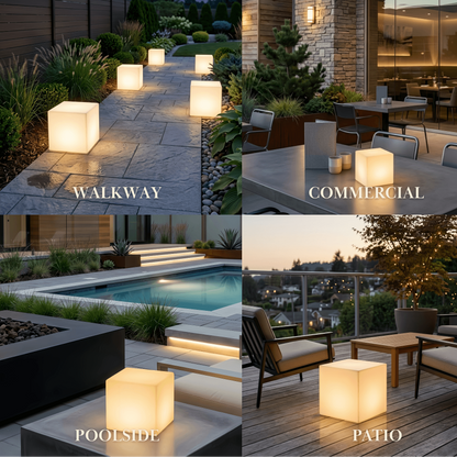 Arcato Modern Outdoor Floor Lamp - White Acrylic Square Design for Garden