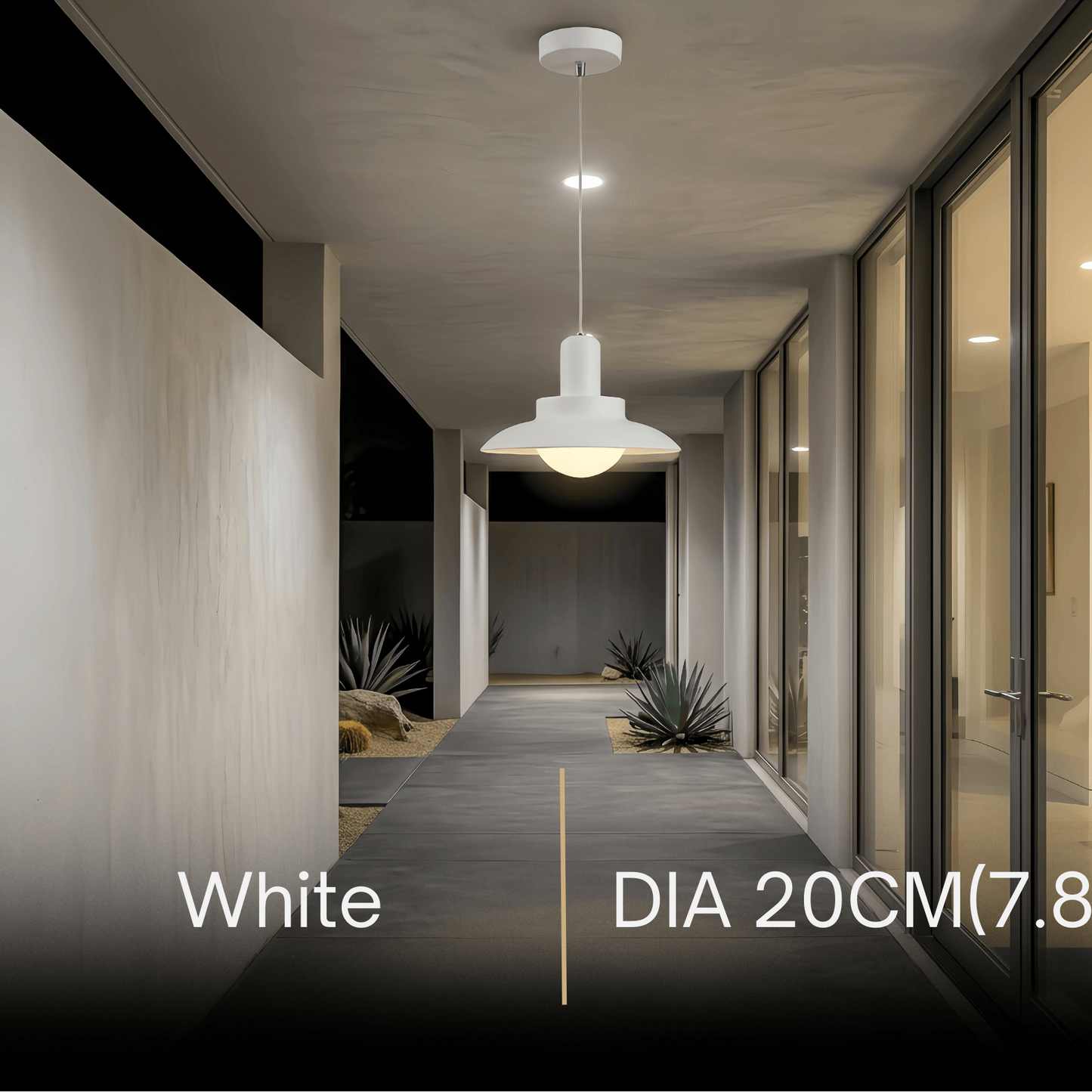 Irondale Modern Outdoor Pendant Light - Grey/White Metal Hooded Design for Courtyard