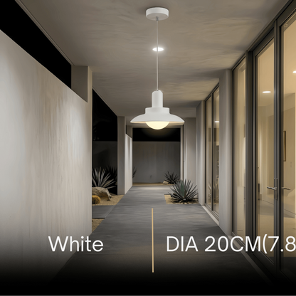 Irondale Modern Outdoor Pendant Light - Grey/White Metal Hooded Design for Courtyard