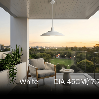 Irondale Modern Outdoor Pendant Light - Grey/White Metal Hooded Design for Courtyard