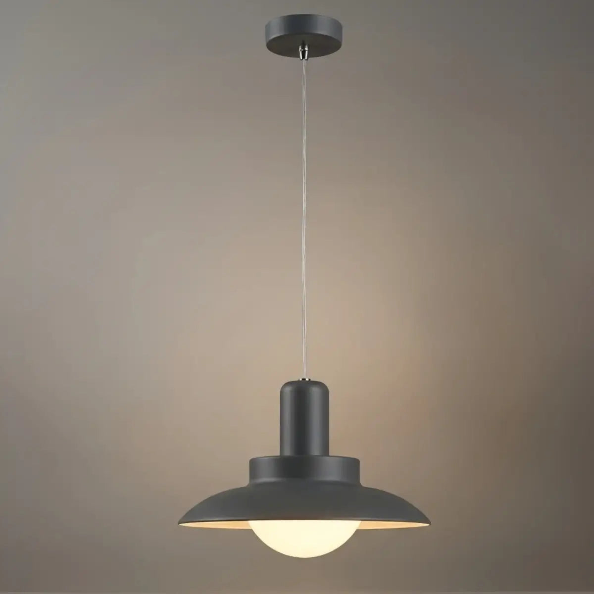 Irondale Modern Outdoor Pendant Light - Grey/White Metal Hooded Design for Courtyard