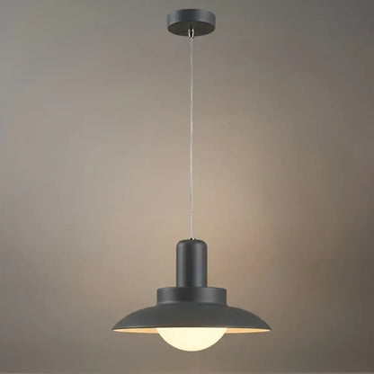 Irondale Modern Outdoor Pendant Light - Grey/White Metal Hooded Design for Courtyard