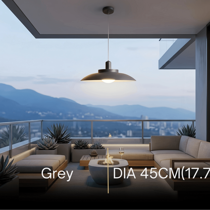 Irondale Modern Outdoor Pendant Light - Grey/White Metal Hooded Design for Courtyard