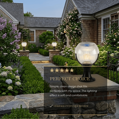 Lunara Modern Outdoor Pillar Lights - Black Acrylic Bowled Design for Balcony