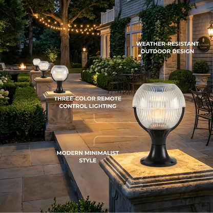 Lunara Modern Outdoor Pillar Lights - Black Acrylic Bowled Design for Balcony