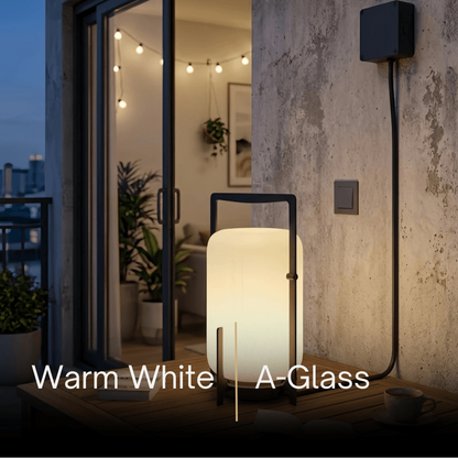 Lunara Modern Outdoor Solar Floor Lamp - Black Metal & Acrylic Cylindrical for Garden