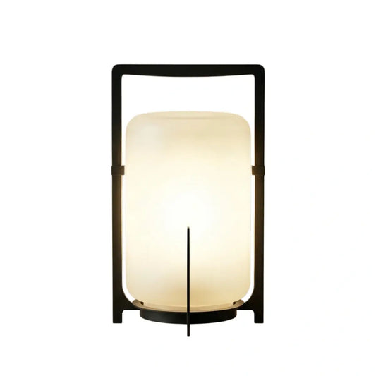 Nuvlight Modern Outdoor Solar Floor Lamp - Black Metal & Acrylic Cylindrical for Garden