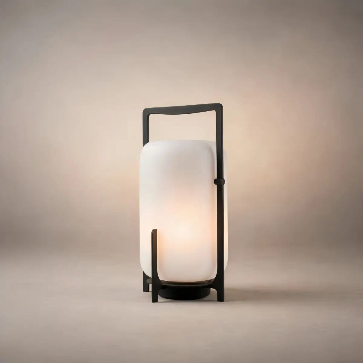 Lunara Modern Outdoor Solar Floor Lamp - Black Metal & Acrylic Cylindrical for Garden