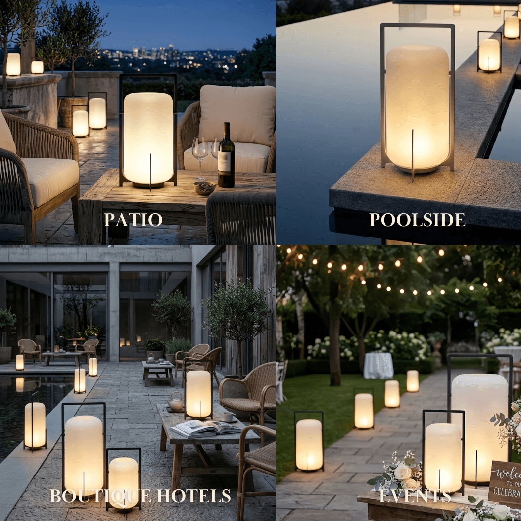 Lunara Modern Outdoor Solar Floor Lamp - Black Metal & Acrylic Cylindrical for Garden