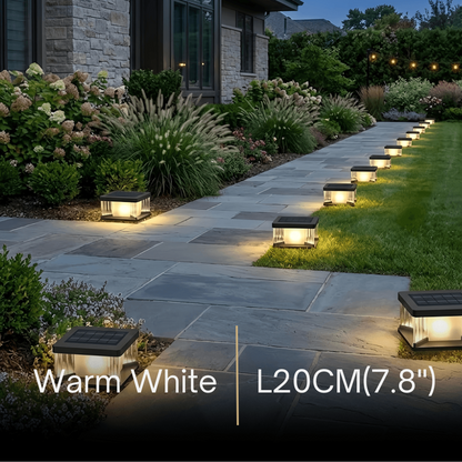 Arcato Modern Outdoor Solar Pillar/Pathway Lights - Black Metal/Acrylic Rectangular