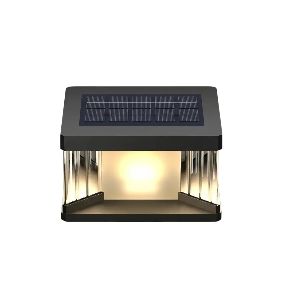Nuvlight Outdoor Solar Pillar/Pathway Lights - Black Metal/Acrylic Rectangular