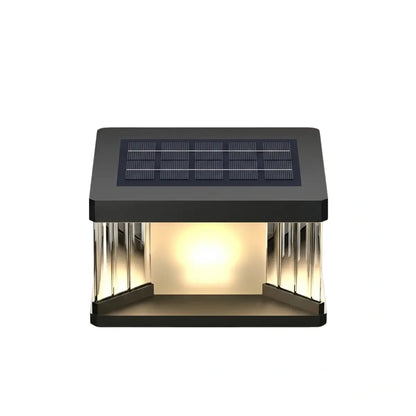 Nuvlight Outdoor Solar Pillar/Pathway Lights - Black Metal/Acrylic Rectangular