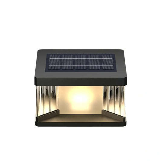 Nuvlight Outdoor Solar Pillar/Pathway Lights - Black Metal/Acrylic Rectangular