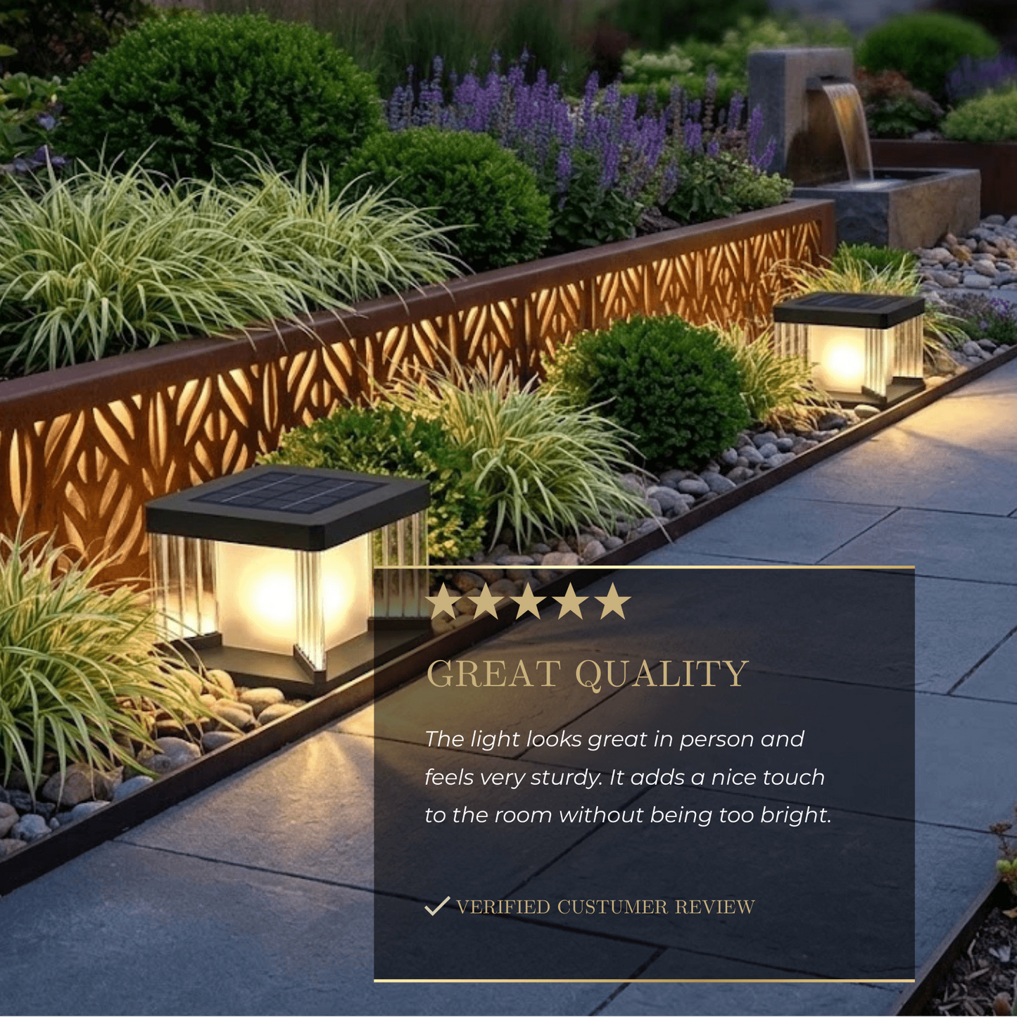 Arcato Modern Outdoor Solar Pillar/Pathway Lights - Black Metal/Acrylic Rectangular