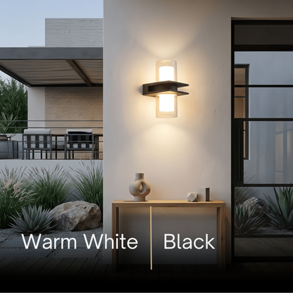 Arcato Modern Outdoor Wall Sconce - Black Metal & Glass Cylindrical Design for Garden