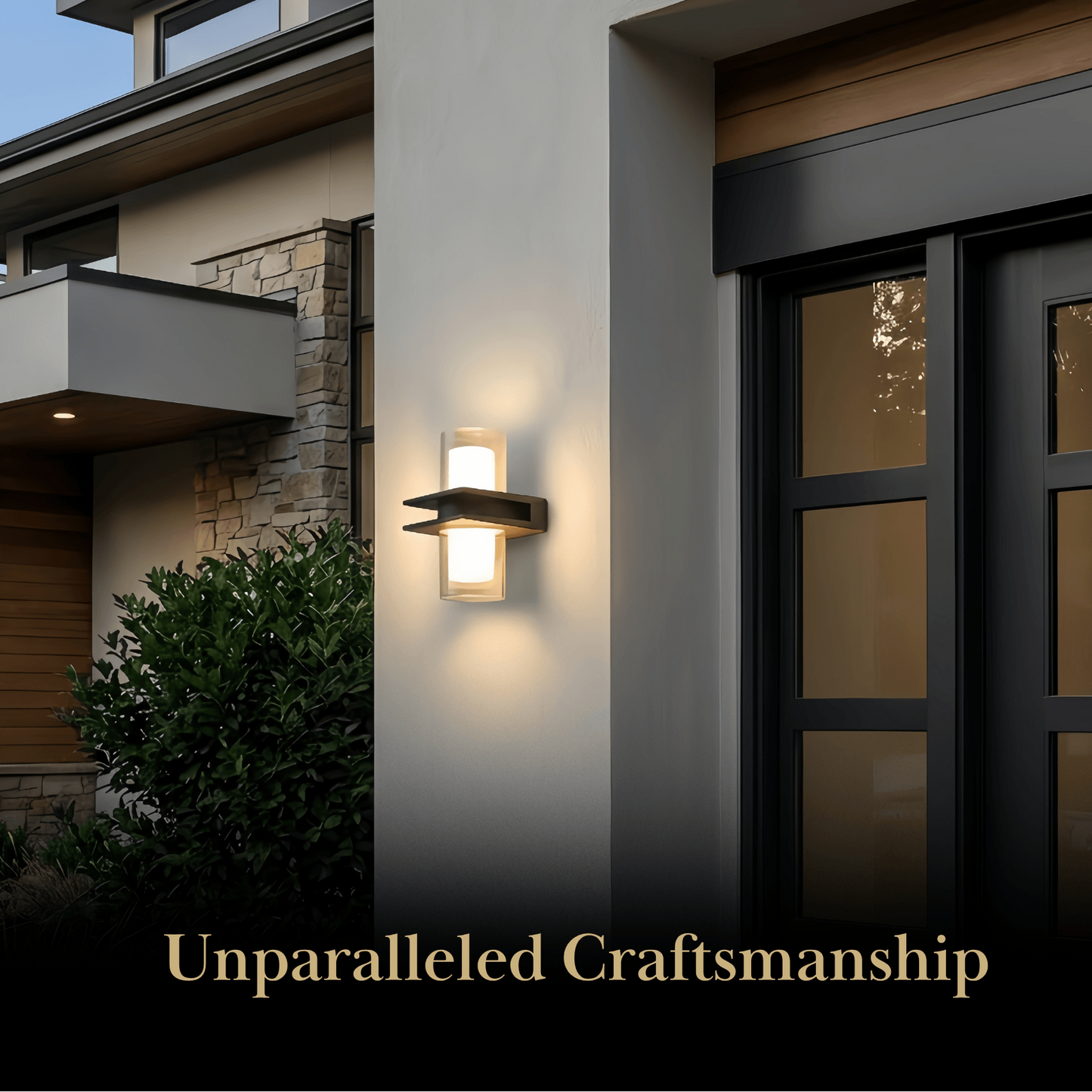 Arcato Modern Outdoor Wall Sconce - Black Metal & Glass Cylindrical Design for Garden