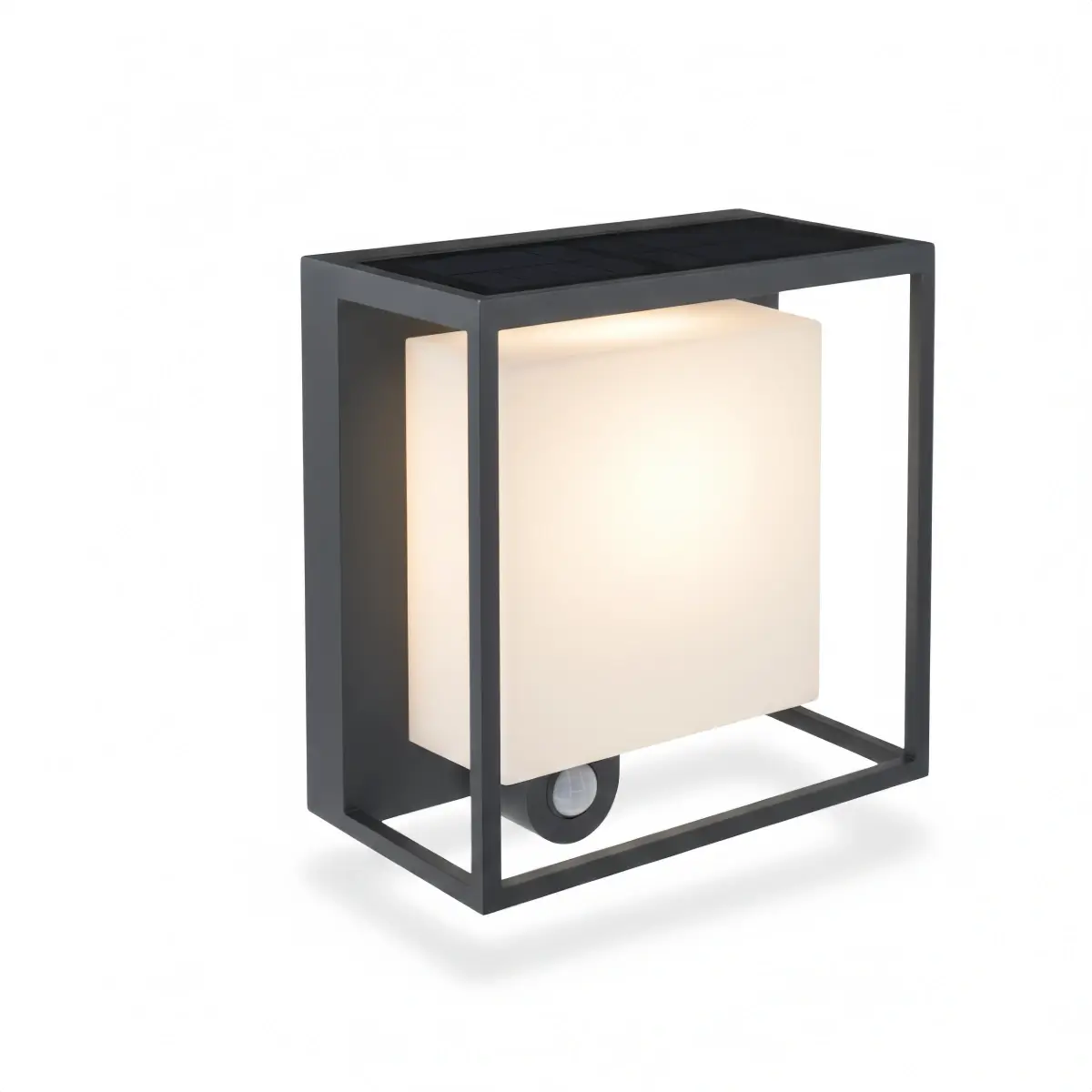 Arcato Modern Rectangular Outdoor Wall Sconce – Black Acrylic Solar Light with Sensor