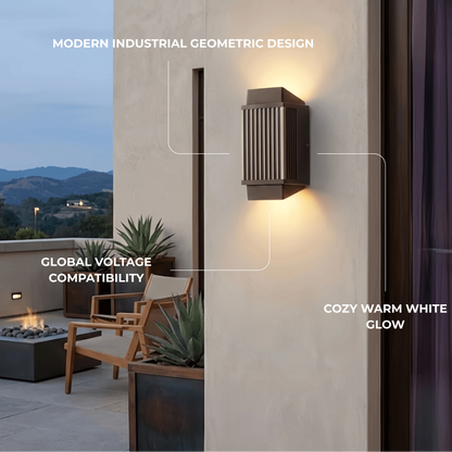 Arcato Modern Rectangular Outdoor Wall Lamp – Black Metal & Acrylic Light