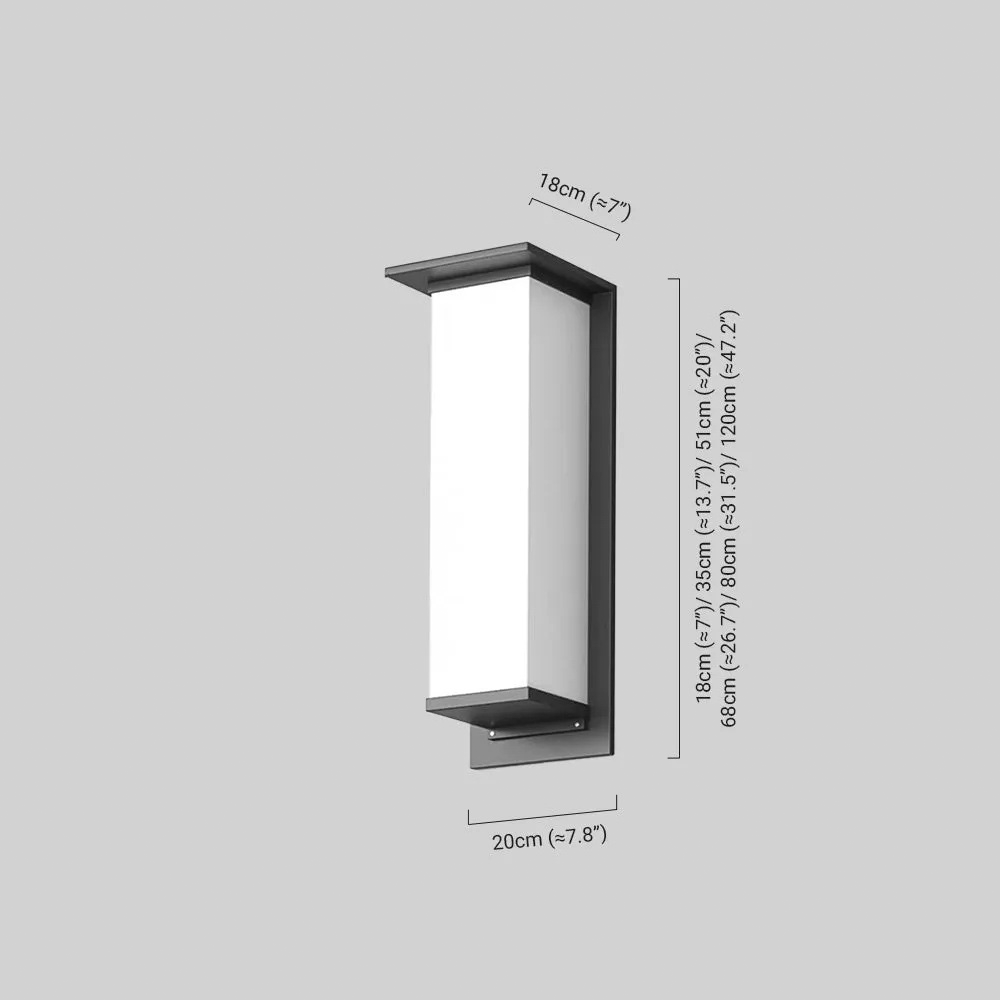 Arcato Modern Rectangular Outdoor Wall Lamp - Black Metal/Acrylic for Patio