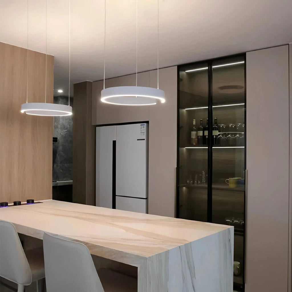 Modern Ring Chandelier - Minimalist LED Circular Pendant Light for Living Room & Office