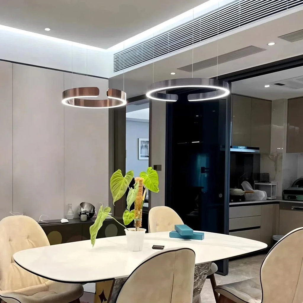 Modern Ring Chandelier - Minimalist LED Circular Pendant Light for Living Room & Office