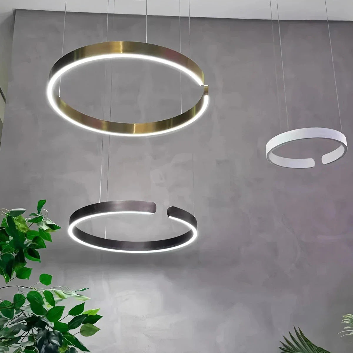 Modern Ring Chandelier - Minimalist LED Circular Pendant Light for Living Room & Office