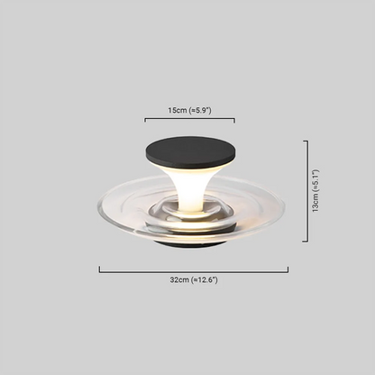 Stellar Modern Solar Outdoor Ground Lamp - Round Acrylic & Metal, Black for Pool