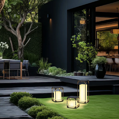 Nuvlight Modern Square Outdoor Floor Lamp — Black Metal/Acrylic Lantern for Patio