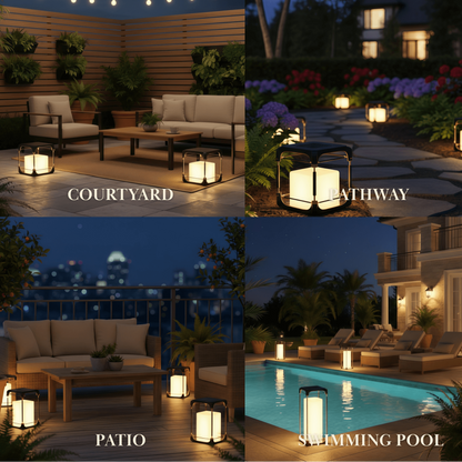 Arcato Modern Square Outdoor Floor Lamp — Black Metal/Acrylic Lantern for Patio