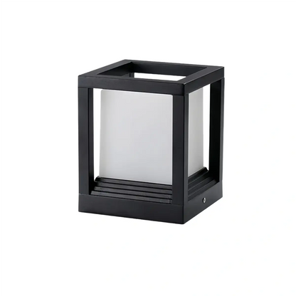 Arcato Modern Square Outdoor Pillar Light - Black Metal for Garden