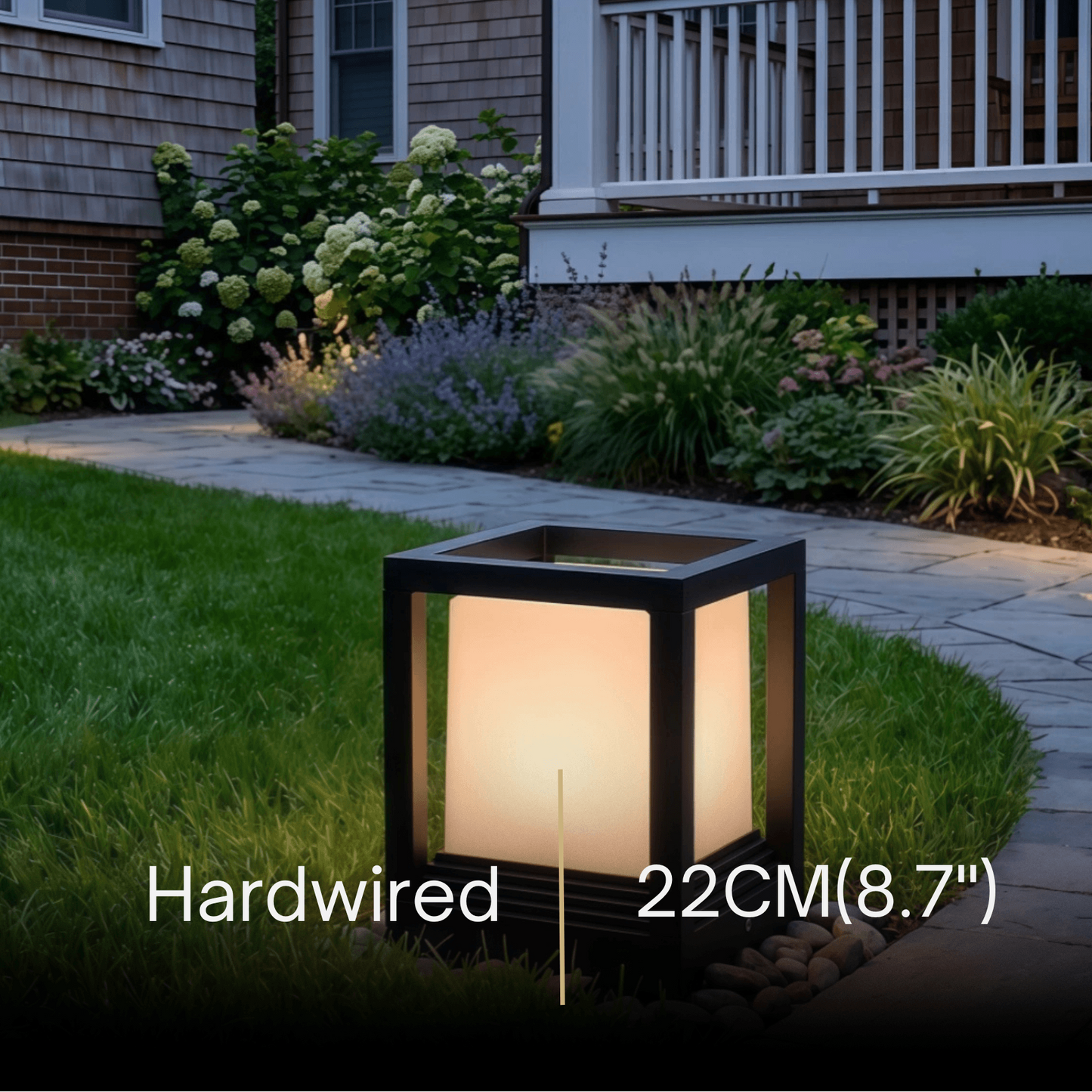 Arcato Modern Square Outdoor Pillar Light - Black Metal for Garden