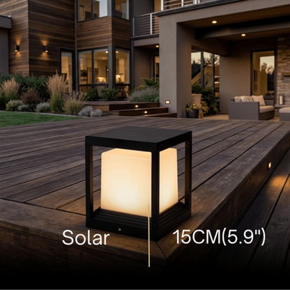 Arcato Modern Square Outdoor Pillar Light - Black Metal for Garden