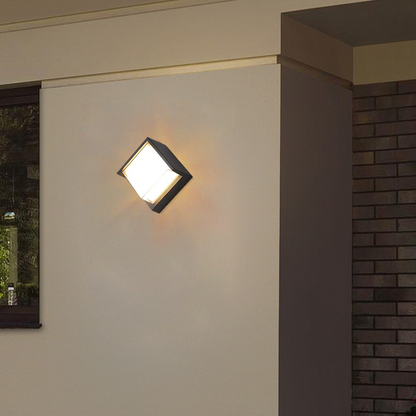 Arcato Modern Square Outdoor Wall Lamp - Black Metal/Acrylic for Garden