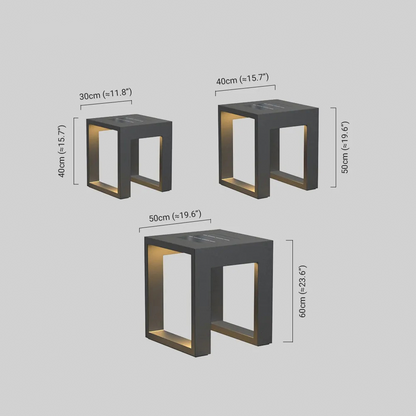 Modern Square Solar Floor Lamp - Weatherproof Black Metal for Terrace & Outdoor