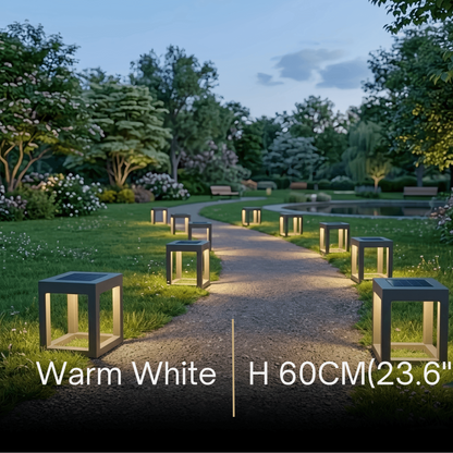 Modern Square Solar Floor Lamp - Weatherproof Black Metal for Terrace & Outdoor