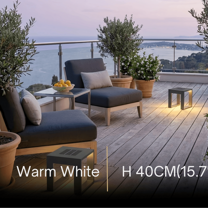 Modern Square Solar Floor Lamp - Weatherproof Black Metal for Terrace & Outdoor