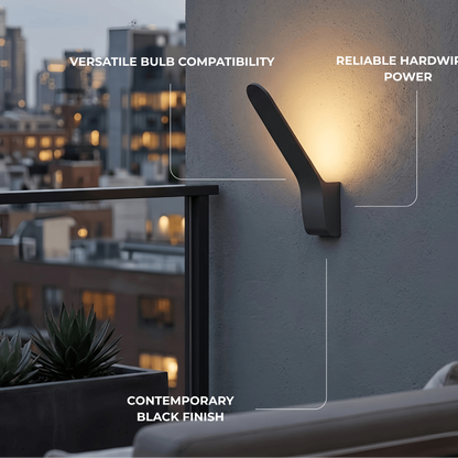 Arcato Modern Tilted Linear Outdoor Wall Lamp – Black Metal Light for Exterior Walls
