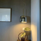 Modern Artisan Glass Pendant - Elegant Hand-Blown Globe Hanging Light for Dining Room