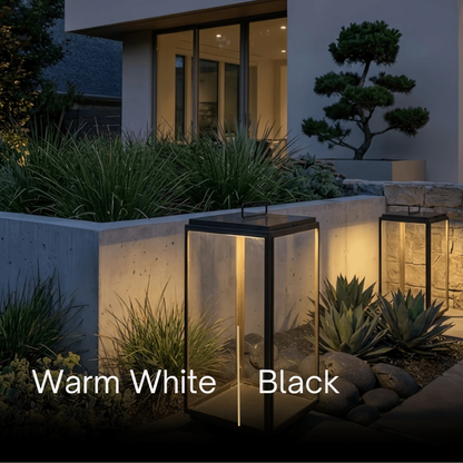 Irondale Industrial Outdoor Floor Lamp - Black Metal & Glass Rectangular Design for Garden