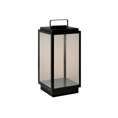 Irondale Industrial Outdoor Floor Lamp - Black Metal & Glass Rectangular Design for Garden