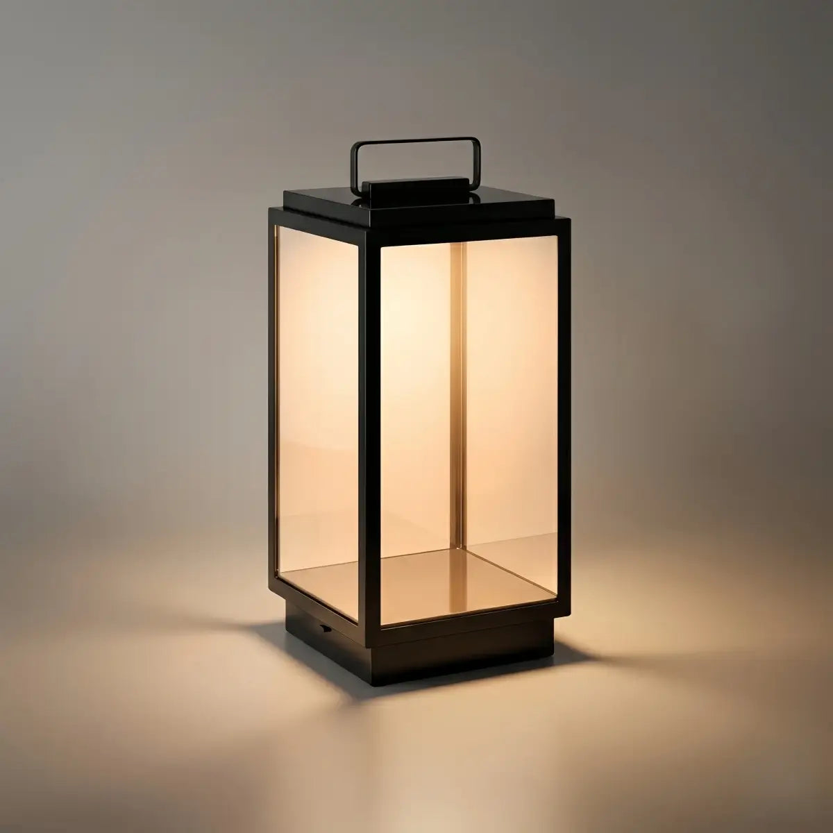 Irondale Industrial Outdoor Floor Lamp - Black Metal & Glass Rectangular Design for Garden