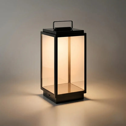 Irondale Industrial Outdoor Floor Lamp - Black Metal & Glass Rectangular Design for Garden