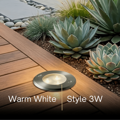 Irondale Minimalist Outdoor Ground Lights - Black Metal & Glass Round Design for Garden