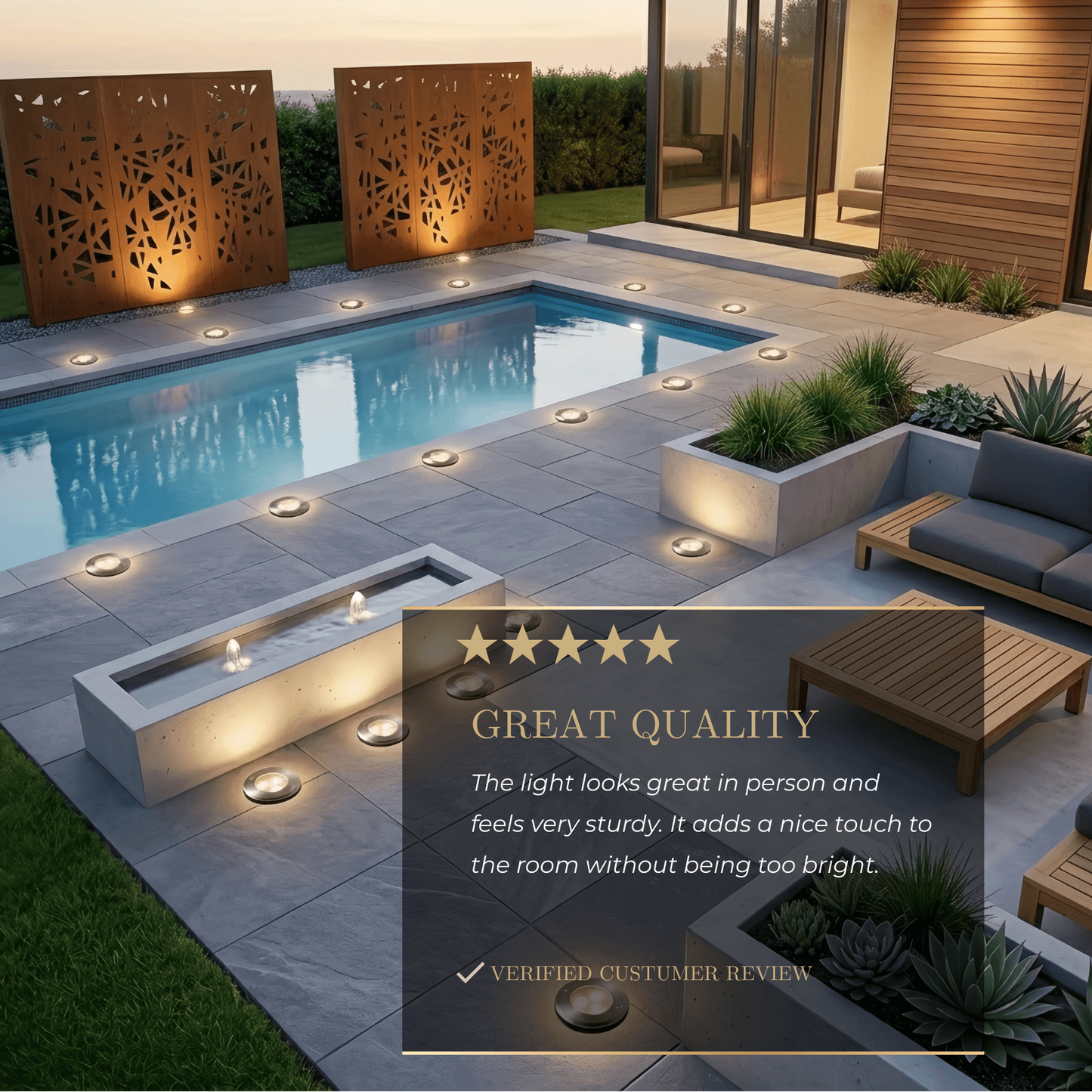 Irondale Minimalist Outdoor Ground Lights - Black Metal & Glass Round Design for Garden