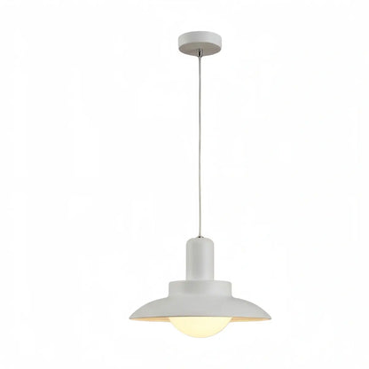 Irondale Modern Outdoor Pendant Light - Grey/White Metal Hooded Design for Courtyard