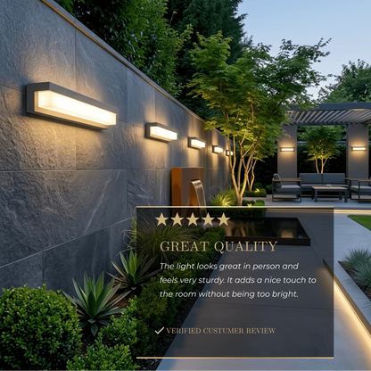 Arcato Modern Outdoor Wall Lamp - Black Metal & Acrylic Rectangular Design for Garden